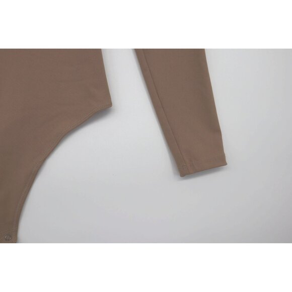 Abercrombie & Fitch Soft  Collection Beige Long-Sleeve Bodysuit Snap Closure S - Picture 6 of 9